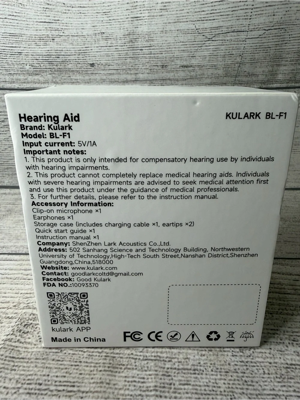 Kulark BL-F1 Neckband AI Clip-On Hearing Aid Bluetooth Rechargeable Brand New